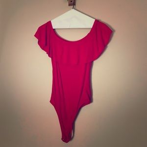 Express off-the-the-shoulder ribbed bodysuit